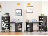 120cm Computer Desk, Wooden PC Laptop Table with 6-Tier Storage Bookshelves, Home Office Working T3398P344792