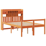 ZNTS Bookcase Bed without Mattress Wax Brown 135x190 cm Doouble Solid Wood Pine 3322068