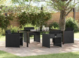 Garden Dining Set 5 pcs Black Poly Rattan 3380691
