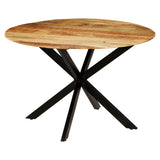 Dining Table Solid Rough Mango Wood and Steel 120x77 cm 246013