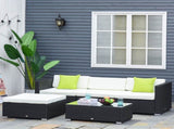 4-Seater Rattan Sofa Set Set Garden Outdoor Sectional Sofa Coffee Table Metal Frame w/Cushion T3398P315933