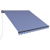 Manual Retractable Awning with LED 350x250 cm Blue and White 3051268