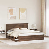 Bed Frame with Drawer Brown Oak 200 x 200 cm Engineer Wood 3409432