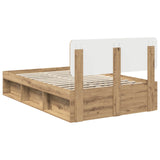 Bed Frame Artisian Oak 135 x 190 cm Solid Pine Wood 3412095