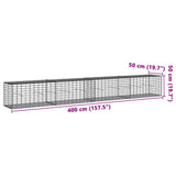 Gabion Basket with Cover 400x50x50 cm Galvanised Iron 3295135