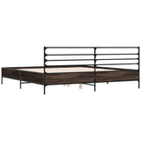 Bed Frame Brown oak Engineered wood, Metal, Plywood Double Modern 3280066
