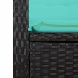 Reclining Garden Bench with Cushions Black Poly Rattan 368234