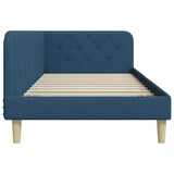 Corner Bed Frame with Headboard Blue 100 x 200 cm Fabric 42016584
