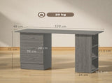 Computer Desk, Writing Table, PC Workstation with 3 Storage Shelves and Drawers, Silver Handle, for T3398P378020