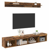 TV Wall Cabinet Set with LED 5 pcs Old Wood Engineered Wood 3403607