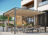 3 x 2.8m Metal Pergola, with Retractable Fabric Roof - Beige T3398P320021