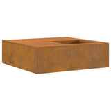 Fire Pit Brown 100 x 100 x 30 cm Weathering Steel 859001