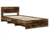 Bed Frame with Headboard Smoked Oak 90 x 200 cm Engineered Wood 3408897