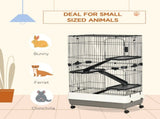 Four-Tier Small Animal Cage, for Bunnies, Ferrets, Chinchillas w/ Wheels, Tray - Black T3398P548487