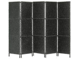 5-Panel Room Divider Black 193x160 cm Water Hyacinth 247352