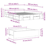 Bed Frame with Drawers without Mattress Sonoma Oak 120x200 cm 3280757