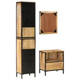 3 Piece Bathroom Furniture Set Iron and Solid Wood Mango 3217115