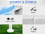 3 x 3m Four Sides Portable Home Use Waterproof Tent with Spiral Tubes White 62196813