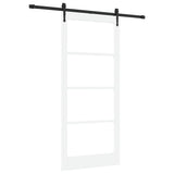 Sliding Door White 93 x 211 cm Solid Pine Wood and Glass 3332346