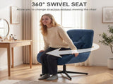 Accent Chair, Chenille Upholstered Swivel Armchair with Lumbar Pillow, High Back, Deep Seat and T3398P554171