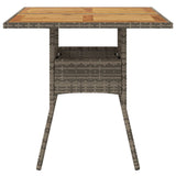 Garden Table with Acacia Wood Top Grey 80x80x75 cm Poly Rattan 365520