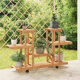 Flower Stand with Wheels 110x25x78 cm Solid Wood Fir 362856