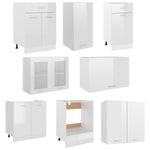 ZNTS 8 Piece Kitchen Cabinet Set High Gloss White Engineered Wood 3067652