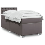 Box Spring Bed with Mattress Grey 90x200 cm Faux Leather 3286106