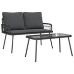 Garden Dining Set 2 pcs Black Poly Rattan 3328646