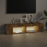 TV Cabinet with LED Lights Smoked Oak 135x39x30 cm 815693