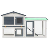 Outdoor Large Rabbit Hutch Grey and White 145 x 45 x 84 Wood 170840