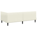 Corner Bed Frame with Headboard Cream 100 cm x 200 cm Velvet 42016243