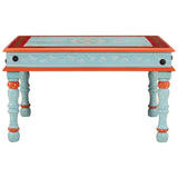Coffee Table Blue Hand Painted Solid Wood Mango 353763