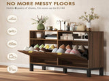 Shoe Cabinet with 2 Flip Drawers, Narrow Shoe Storage Top for Entryway Hallway, Rustic Brown T3398P552633