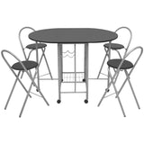 Five Piece Folding Dining Set MDF Black 243902