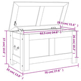 Storage Chest with Lid Brown and White Solid Wood Acacia 364918