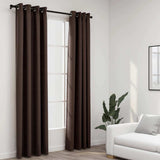 321202 Linen-Look Blackout Curtains with Grommets 2pcs Taupe 140x245cm