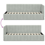 Corner Bed Frame with Headboard Light grey 80 x 200 cm Velvet 42016287