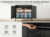 Metal Storage Cabinet with Lock and Adjustable Shelves - Black T3398P425017