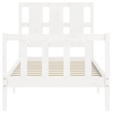 Bed Frame without Mattress White Small Single Solid Wood Pine 3192192