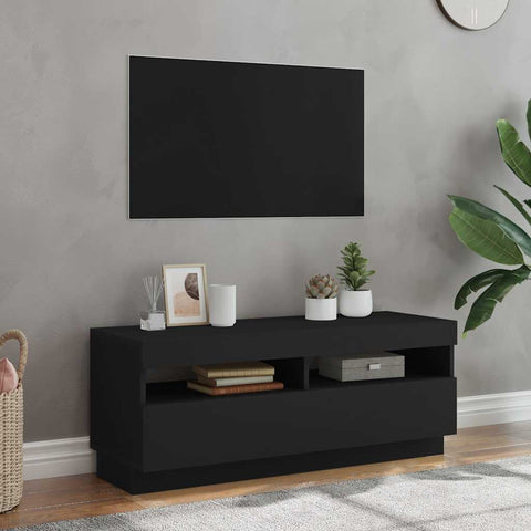 TV Cabinet with LED Lights Black 100x35x40 cm 804455