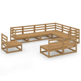 9 Piece Garden Lounge Set Honey Brown Solid Pinewood 3075787