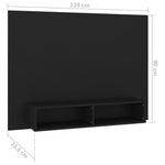 ZNTS Wall TV Cabinet Black 120x23.5x90 cm Engineered Wood 808270
