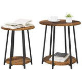 Side Table Set with Shelf 2 pcs Old Wood and Black 869706