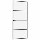 Interior Door Black 76x201.5 cm Tempered Glass&Aluminium 153658