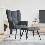 Relaxing chair with Footstool Dark Grey Velvet 42022448