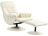 Swivel Recliner Chair with Footstool, PU Leather Armchair and Ottoman with High Back and Round Base T3398P344819