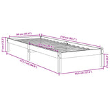 Extra Long Bed Frame without Mattress 90x210 cm Solid Wood Pine 852402