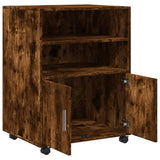 Rolling Cabinet Smoked Oak 60x48x81 cm Engineered Wood 853168