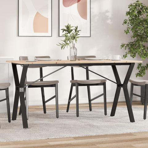 ZNTS Dining Table Y-Frame 160x80x75 cm Solid Wood Pine and Steel 3282721